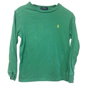 Polo Ralph Lauren Long Sleeve T-Shirt Boys M 10-12 Green Yellow Pony Logo
